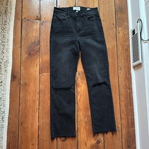 Frame denim women’s jeans black distressed le high straight size 27 EUC